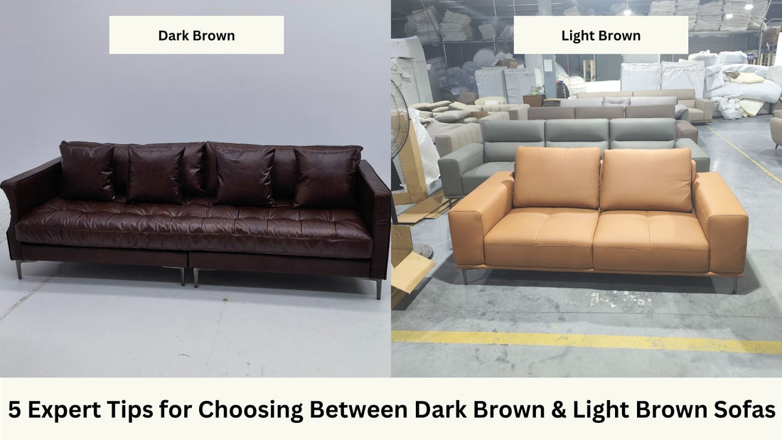 Dark brown 240cm Castle Full Leather Sofa and Brown 200cm Calm Brown Full Leather Sofa