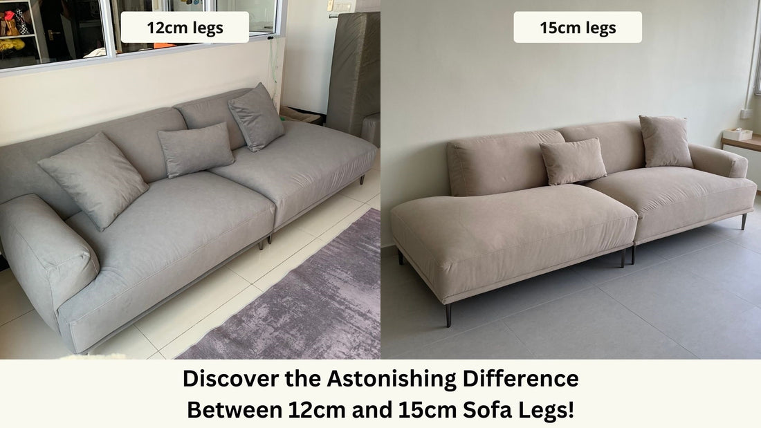 Crystal 240cm grey fabric one arm sofa with 12cm legs vs Crystal 240cm beige fabric one arm sofa with 15cm legs