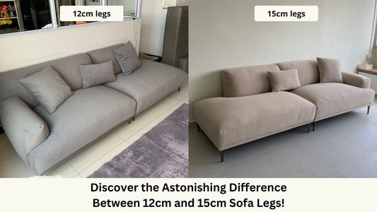 Crystal 240cm grey fabric one arm sofa with 12cm legs vs Crystal 240cm beige fabric one arm sofa with 15cm legs