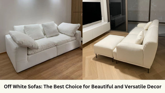 Cloud 228cm white fabric sofa and Crystal 210cm white fabric sofa with ottoman