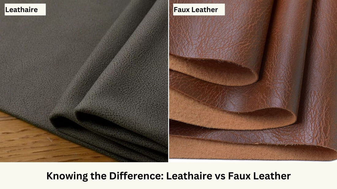 Leathaire vs faux leather swatch comparison