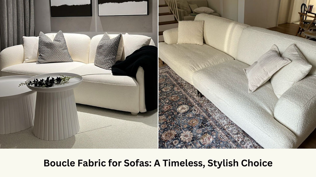 Charmy and Crystal fabric sofa in boucle fabric