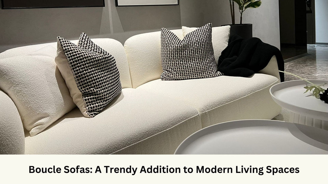 Charmy white boucle fabric sofa in modern living room