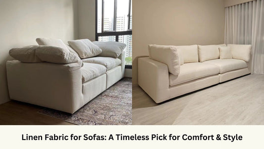 Cloud cotton and linen blended sofa and Claudia polyester blended linen inpsired sofa