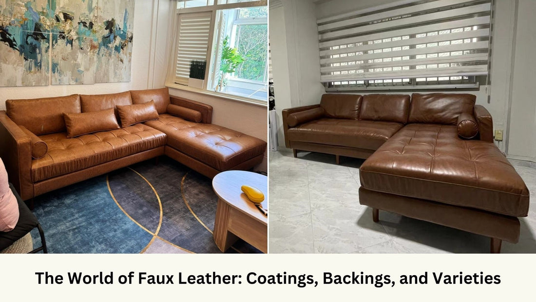 Castle faux leather sectional sofa in brown and dark brown colours