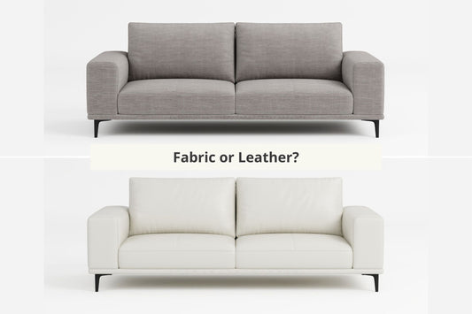 Fabric grey calm sofa vs leather white calm sofa