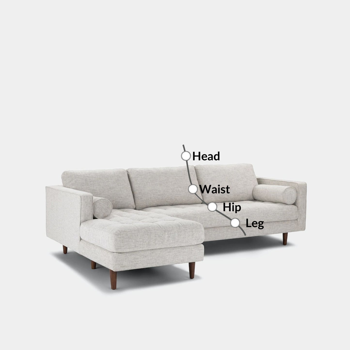 Castle fabric sectional sofa left white