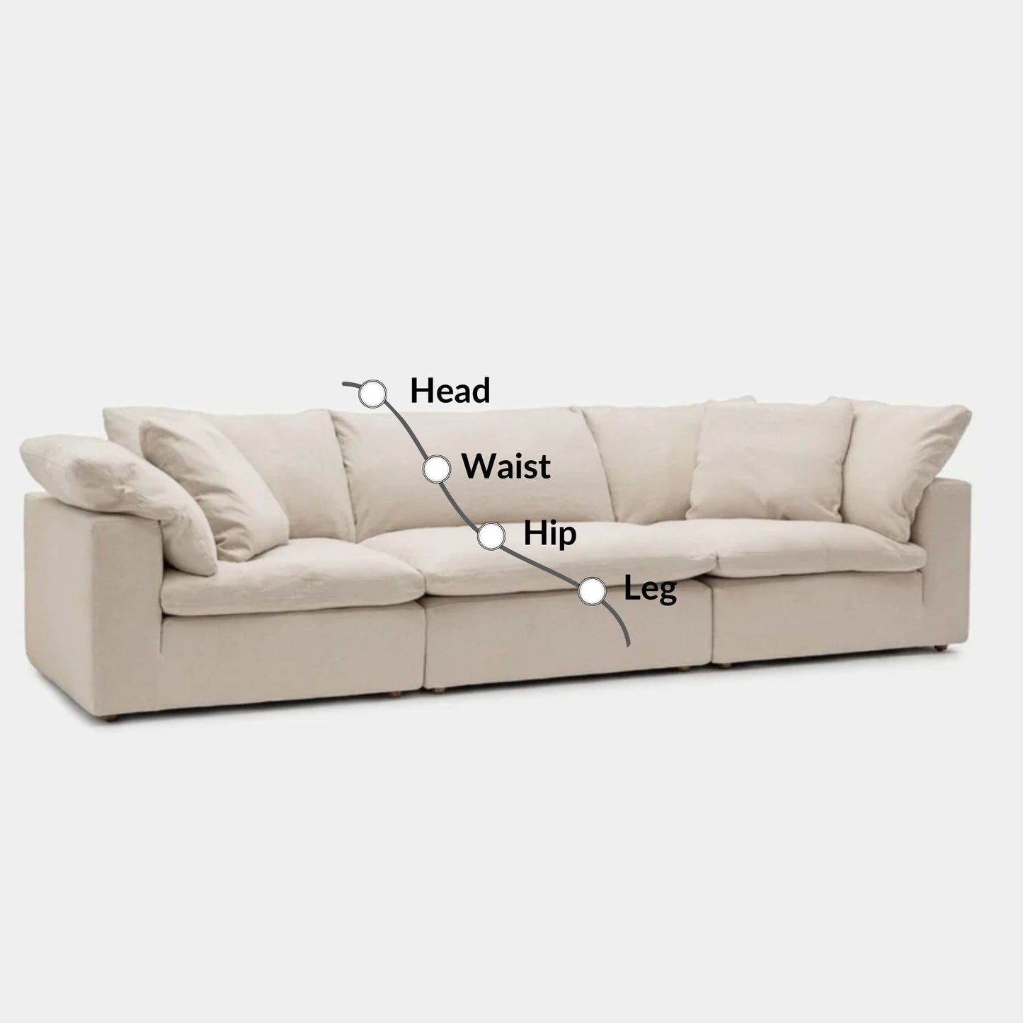 Cloud fabric 3 seat sofa beige