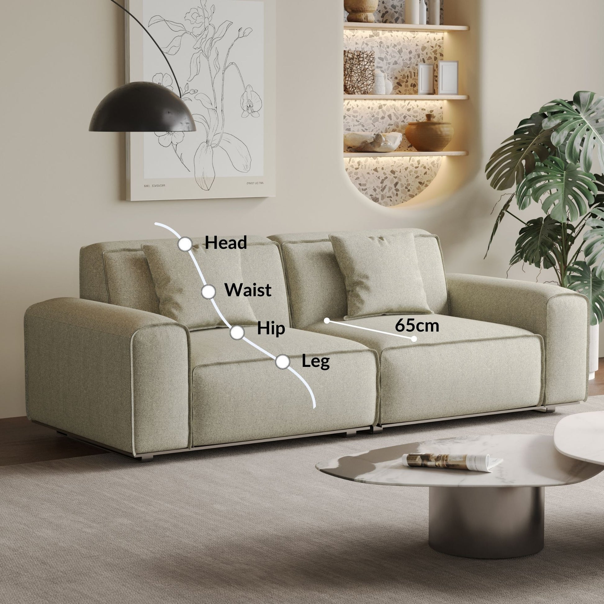 Colby white polyester blend 2 seat fabric sofa
