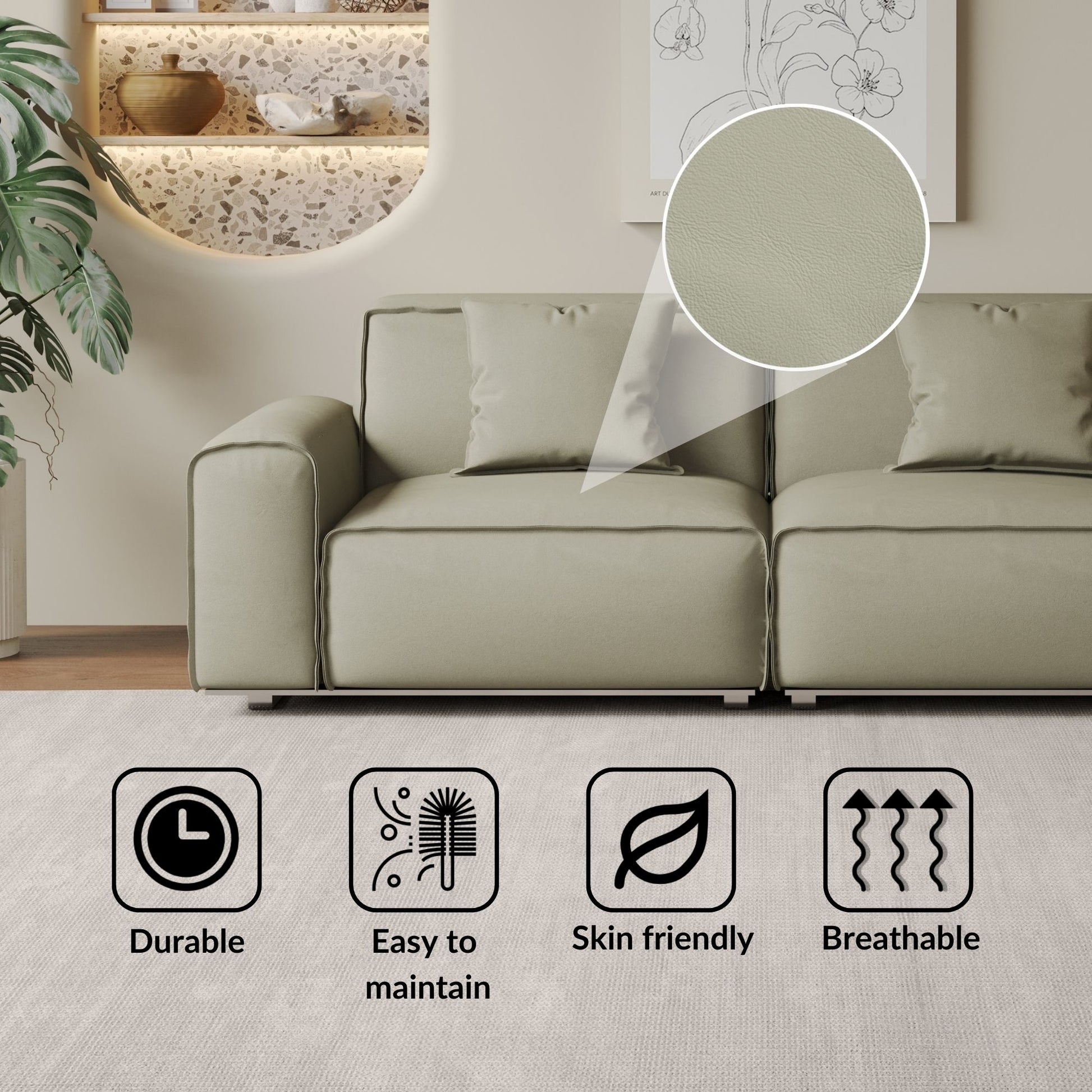 Colby white top grain half leather 2 seat sofa