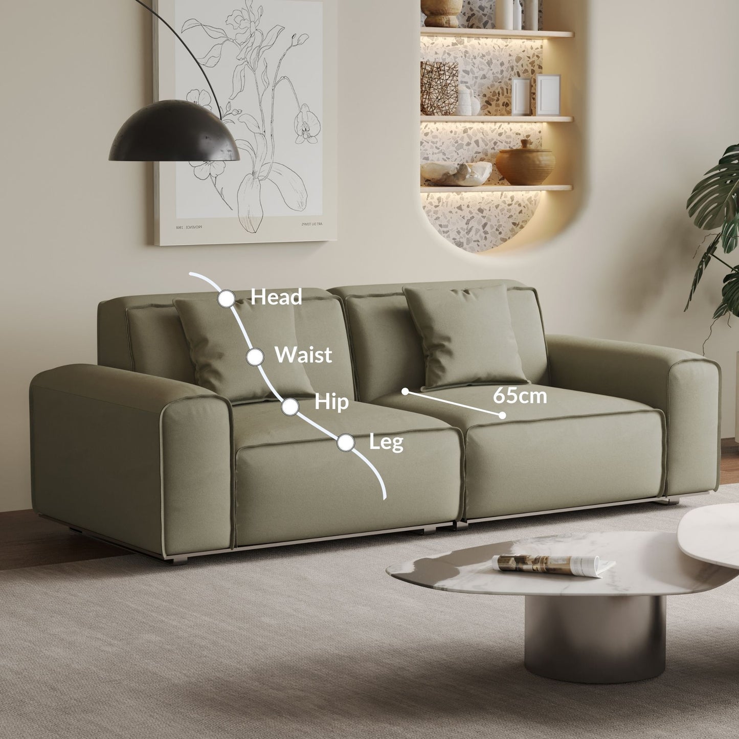 Colby white top grain half leather 2 seat sofa