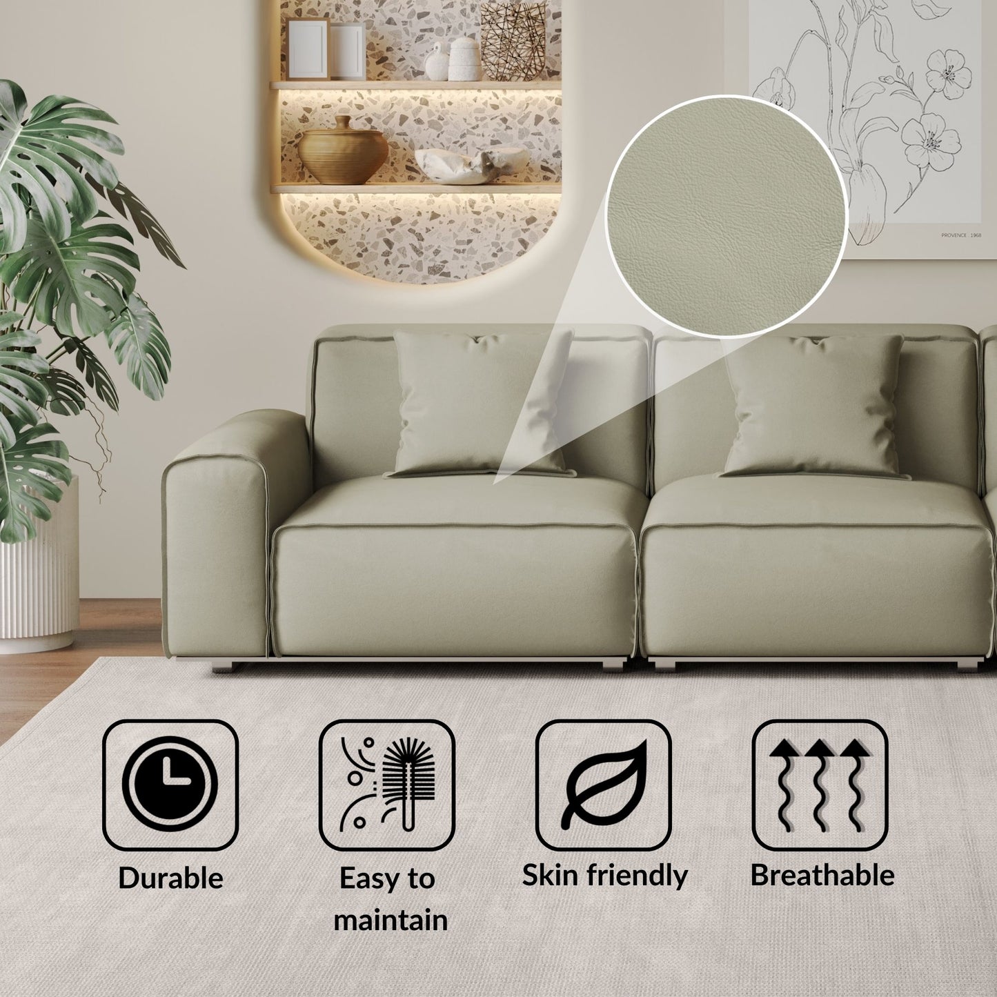 Colby white top grain half leather 3 seat sofa