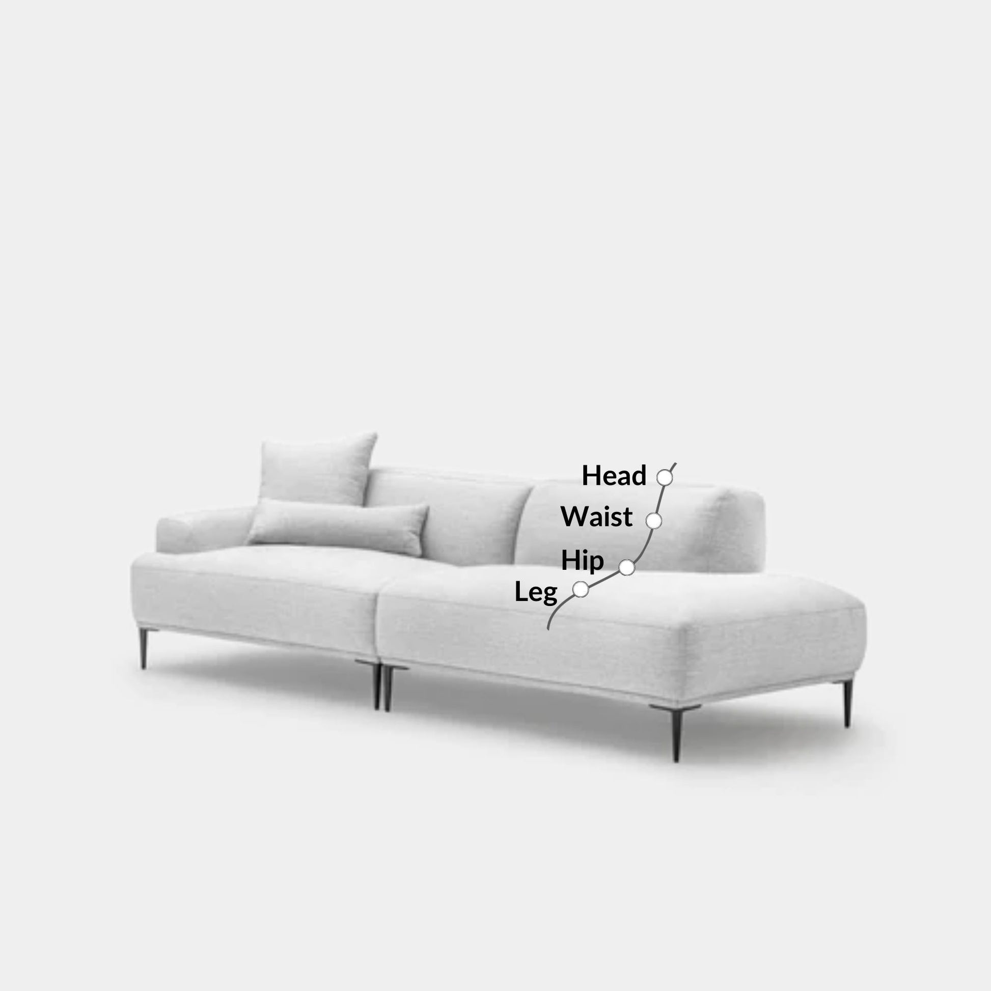 Crystal fabric one arm sofa right grey