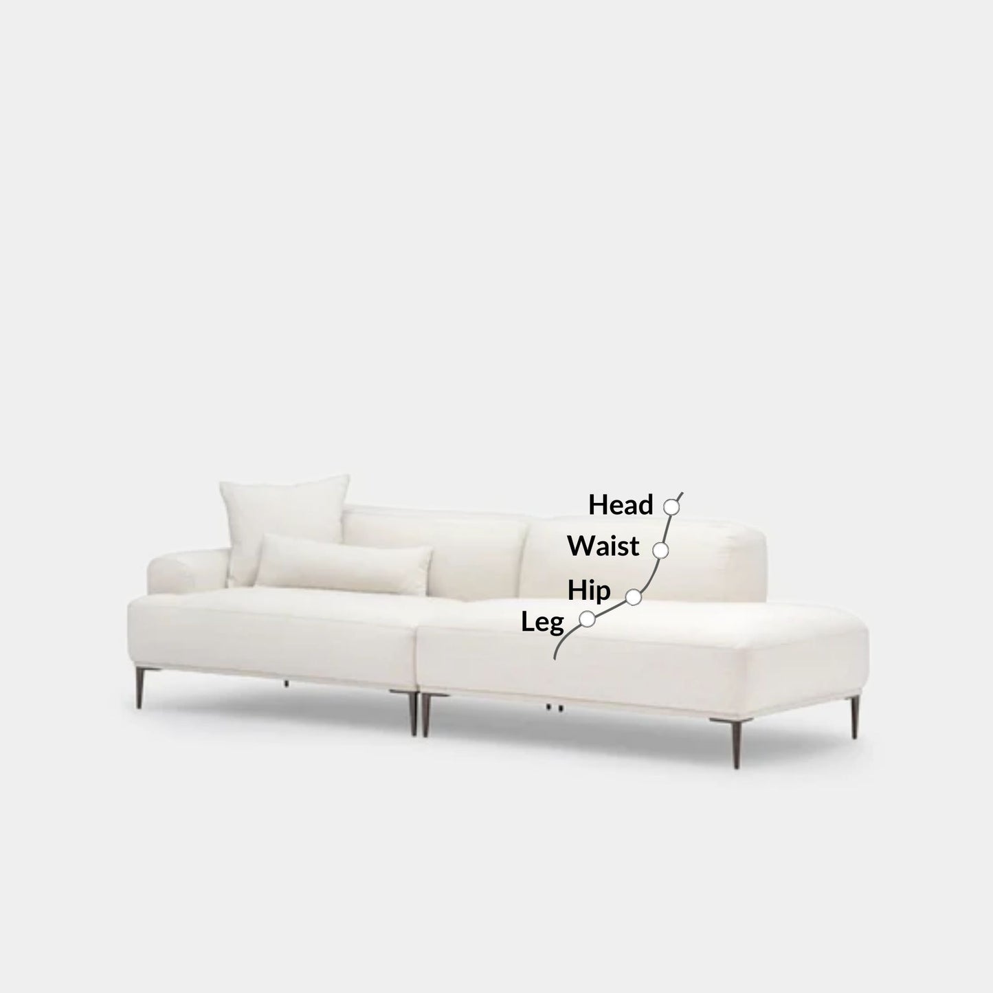 Crystal fabric one arm sofa right white