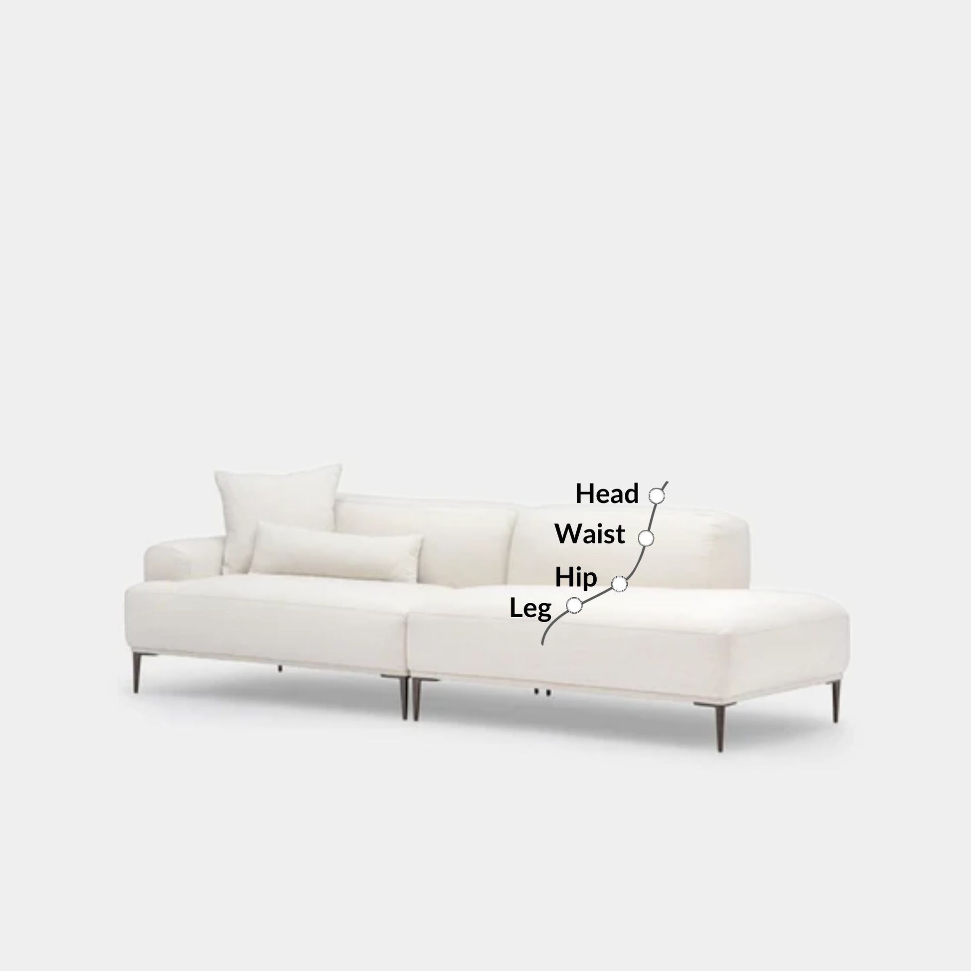 Crystal fabric one arm sofa right white