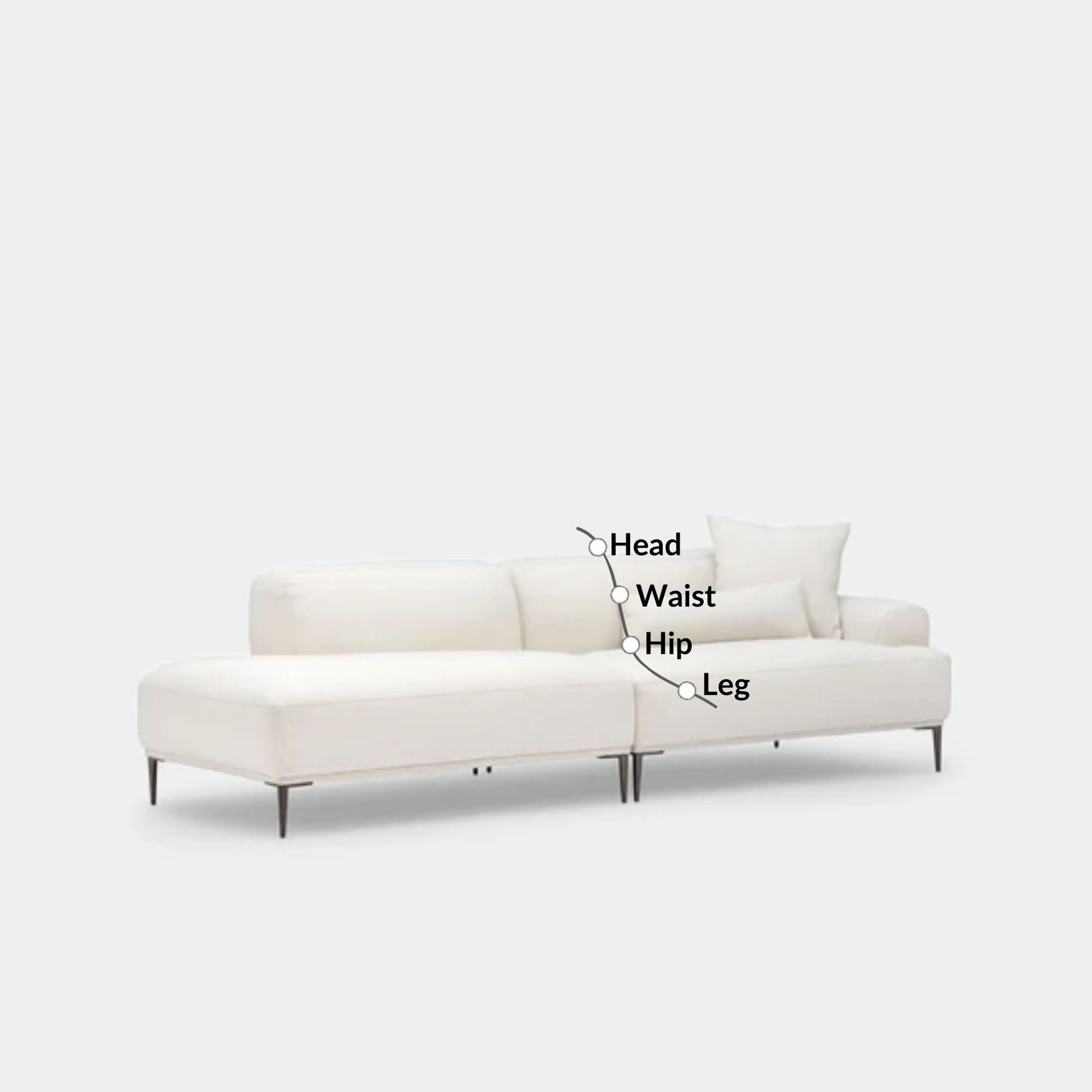 Crystal fabric one arm sofa left white