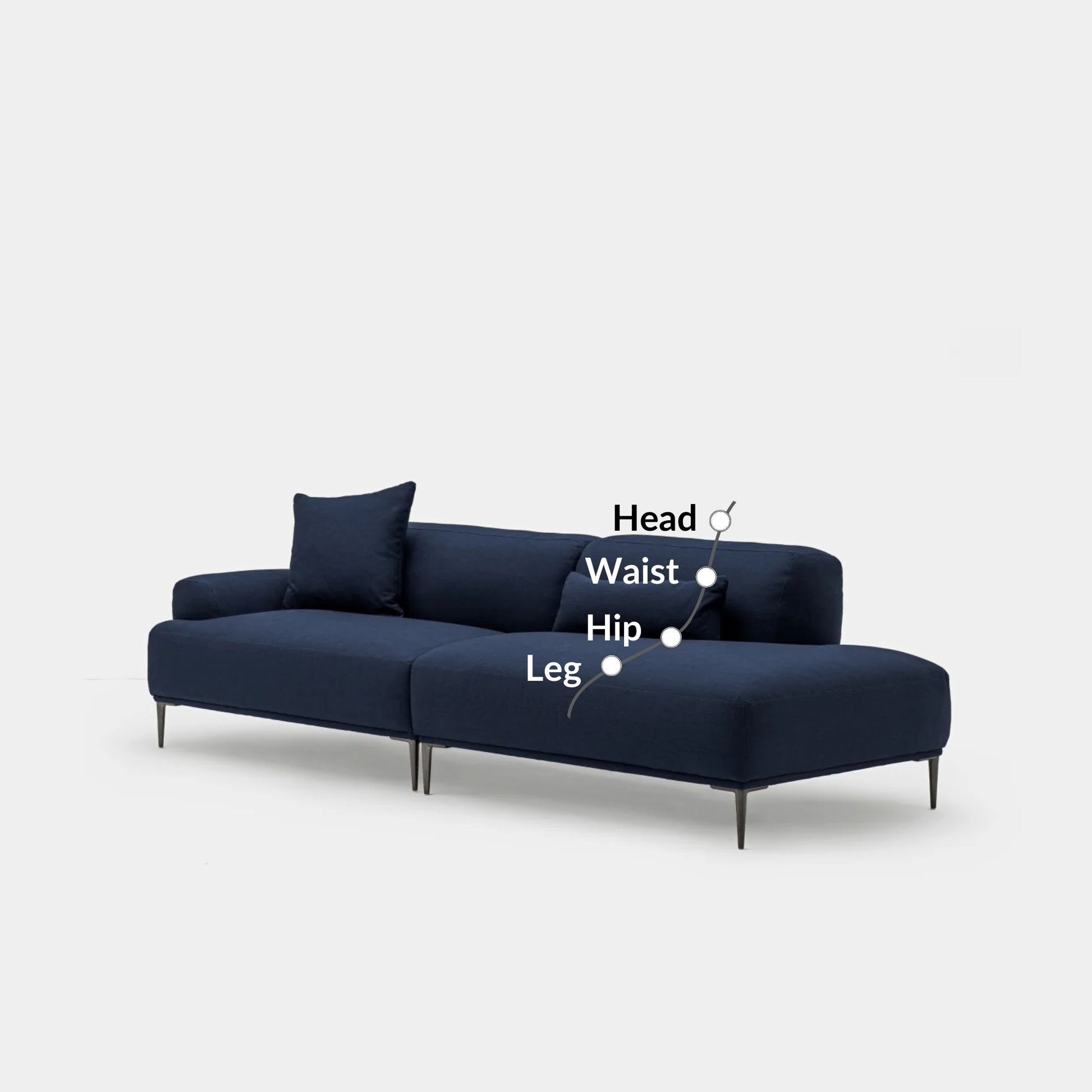Crystal fabric one arm sofa right blue