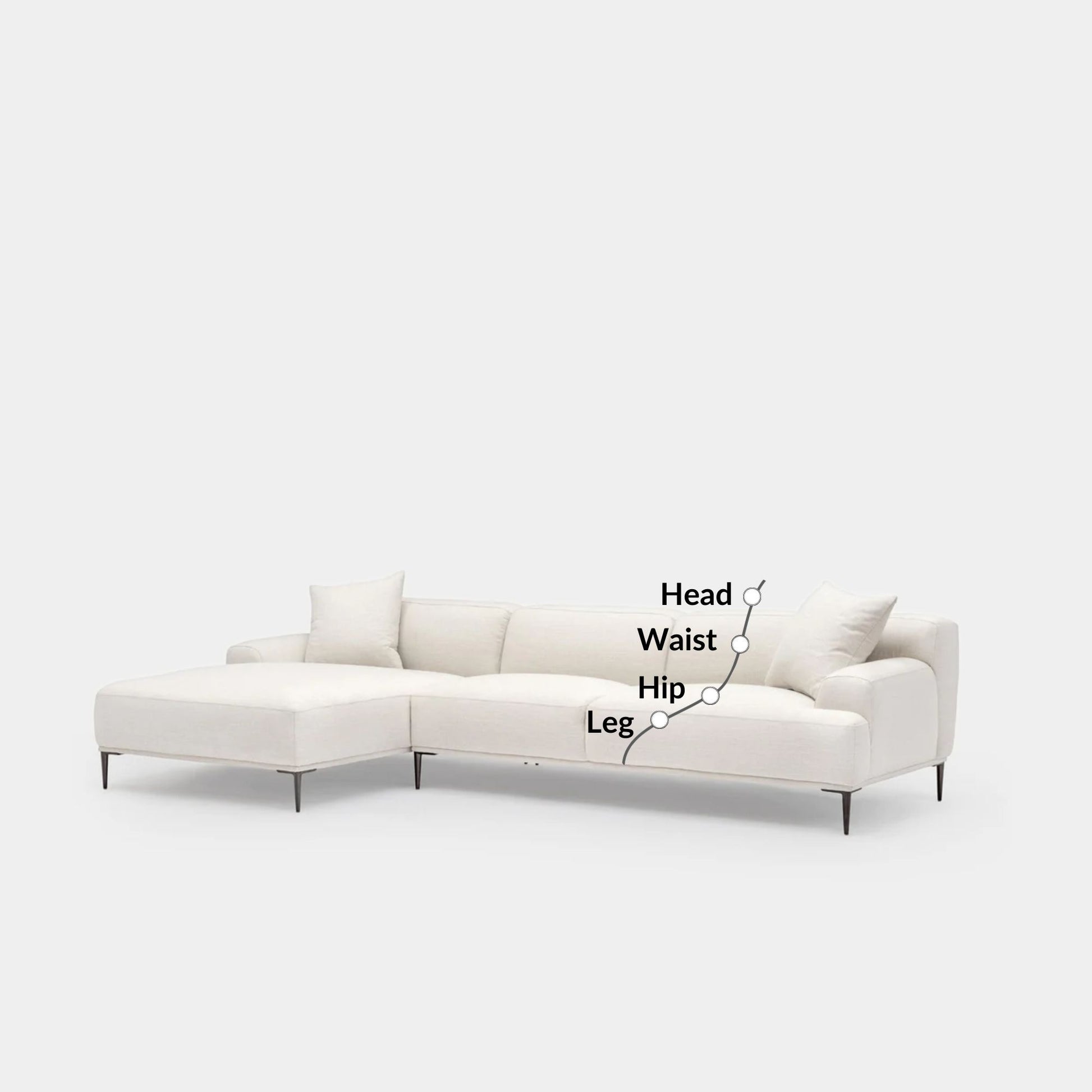 Crystal fabric sectional sofa large left white