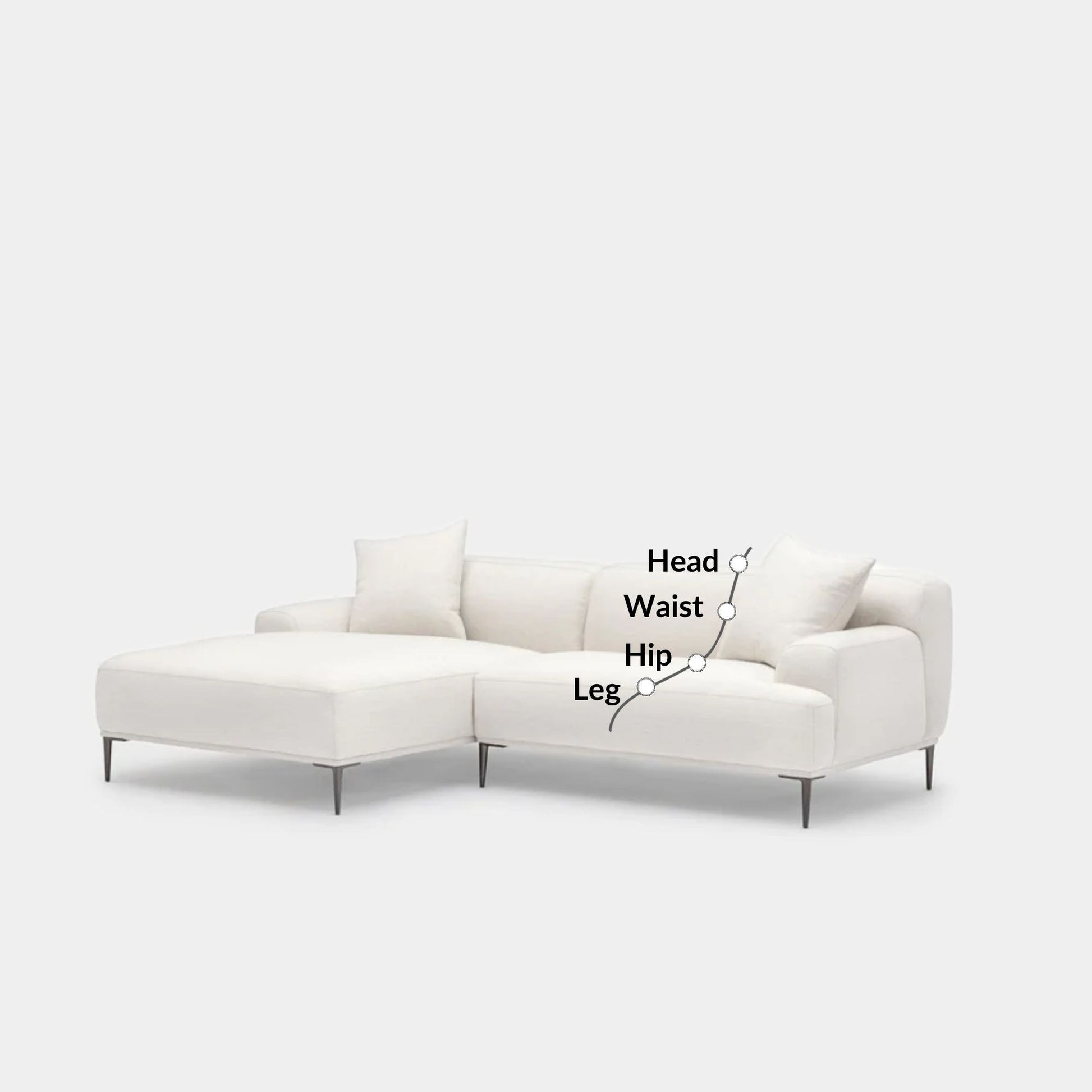 Crystal fabric sectional sofa left white