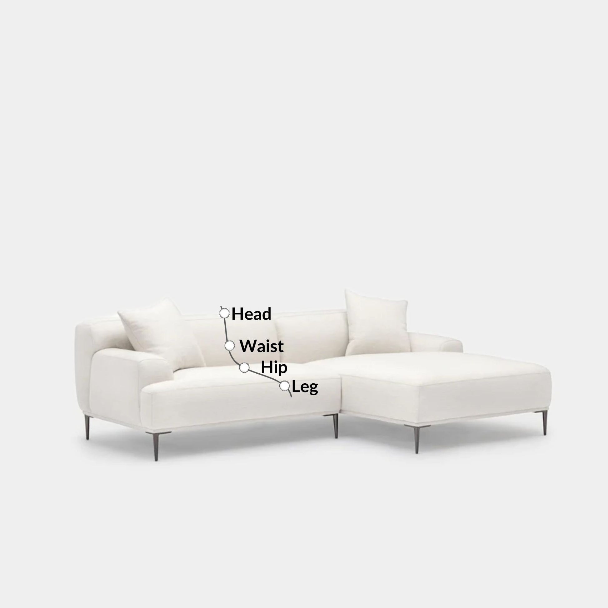 Crystal fabric sectional sofa right white