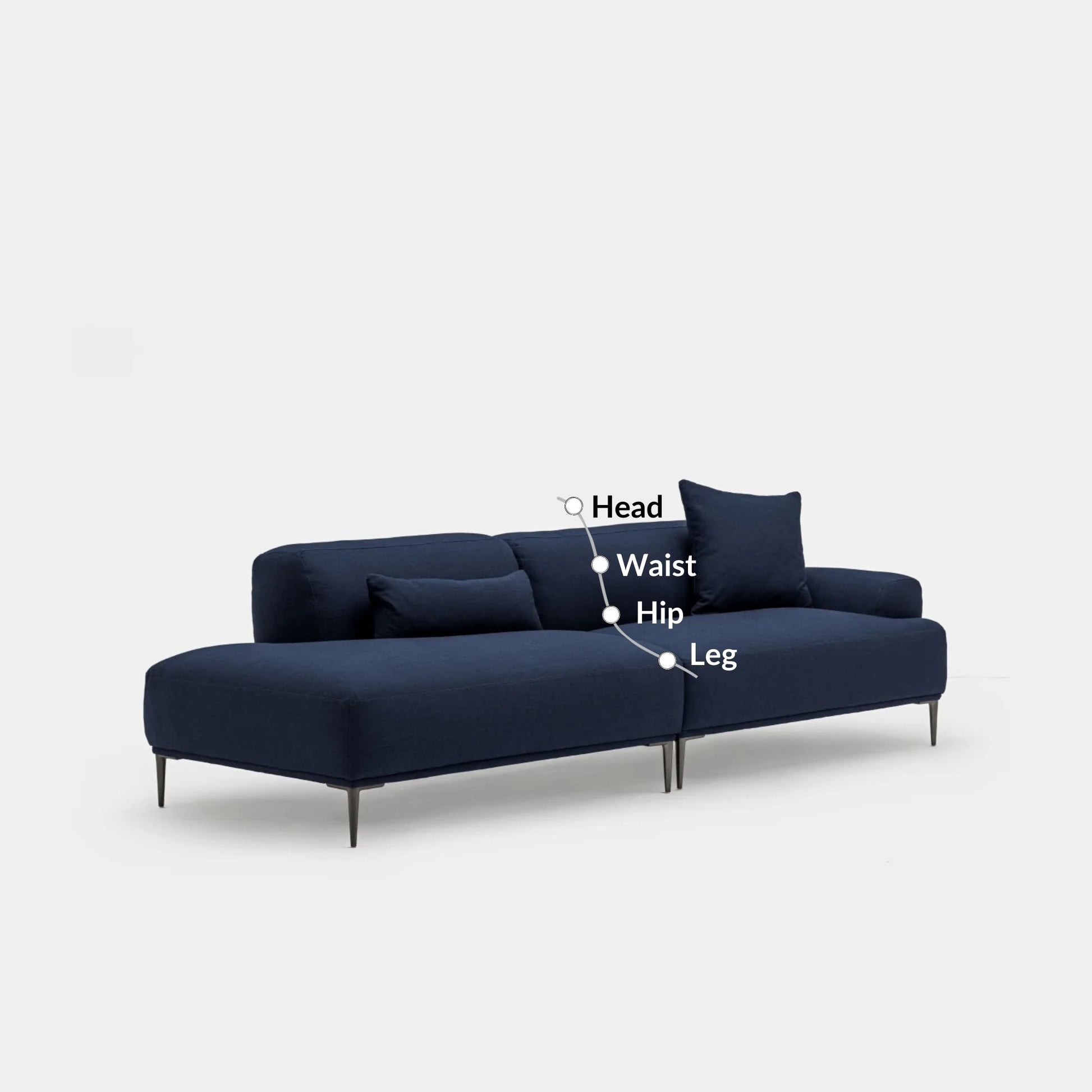 Crystal fabric one arm sofa left blue