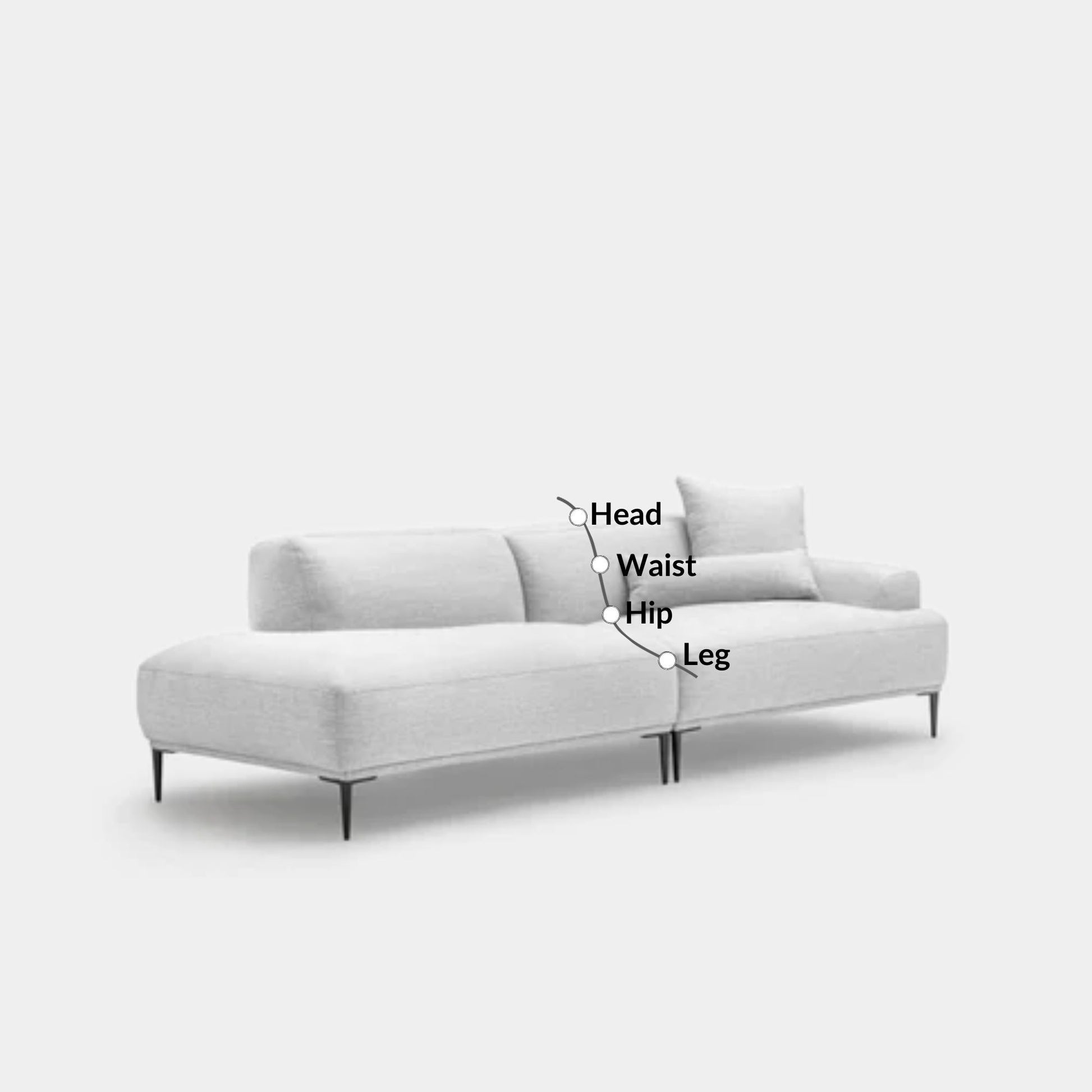 Crystal fabric one arm sofa left grey