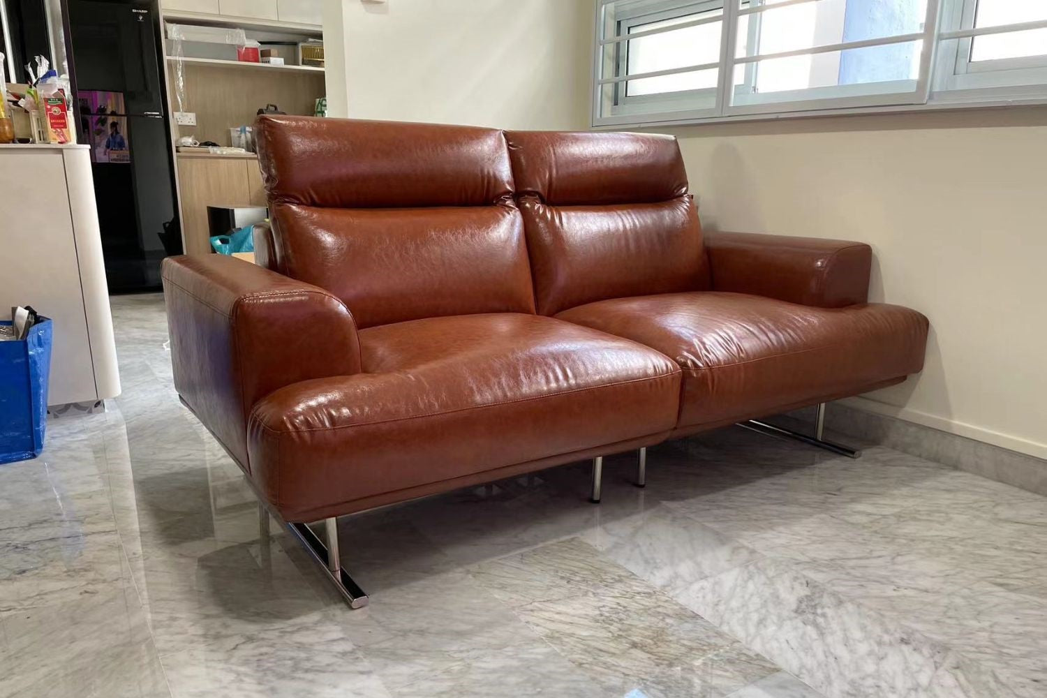 Charles 190cm Dark Brown Faux Leather Sofa Lim Wei Yen | Sep 24