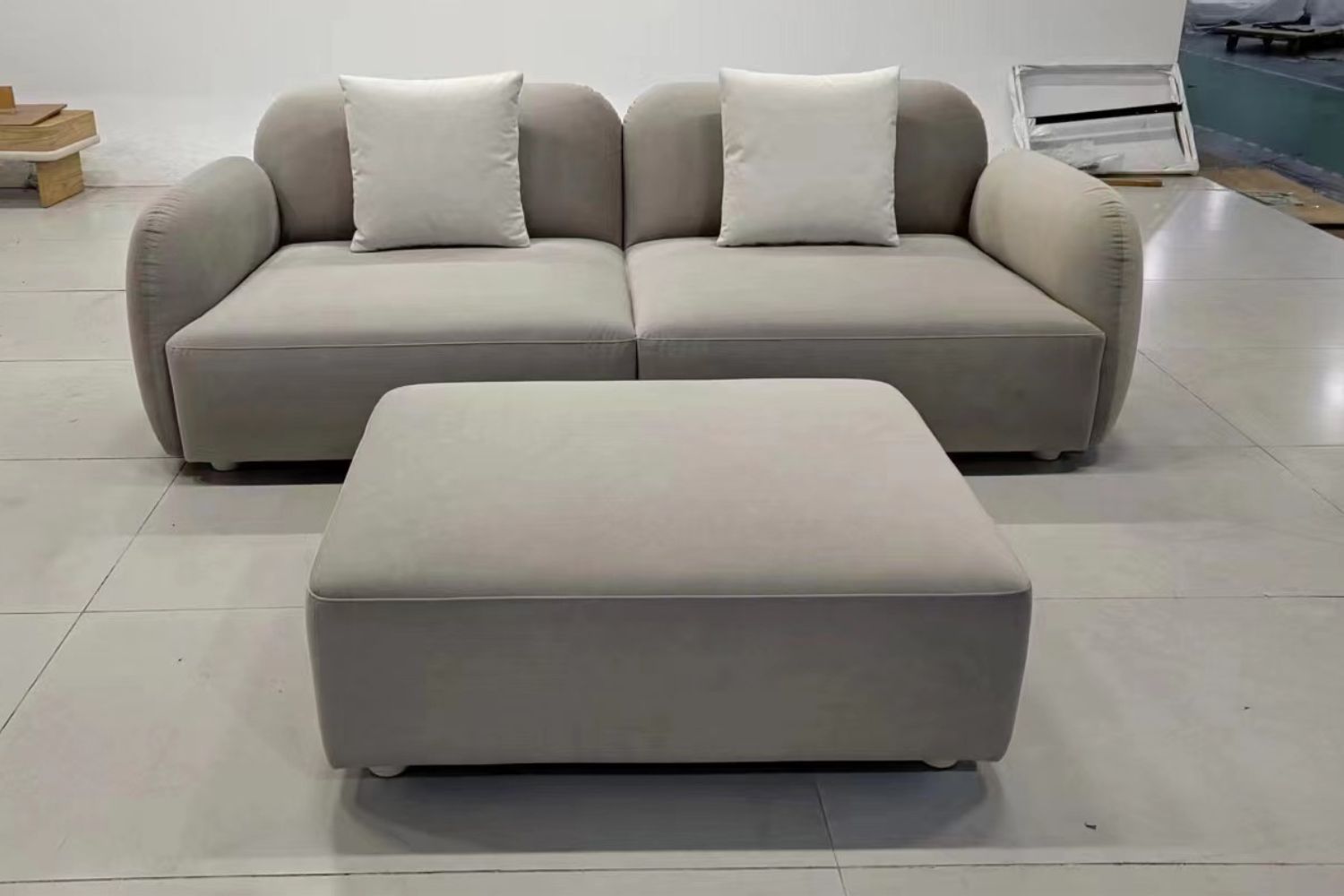 Charmy 95cm x 67cm Grey Fabric Ottoman | Feb 24