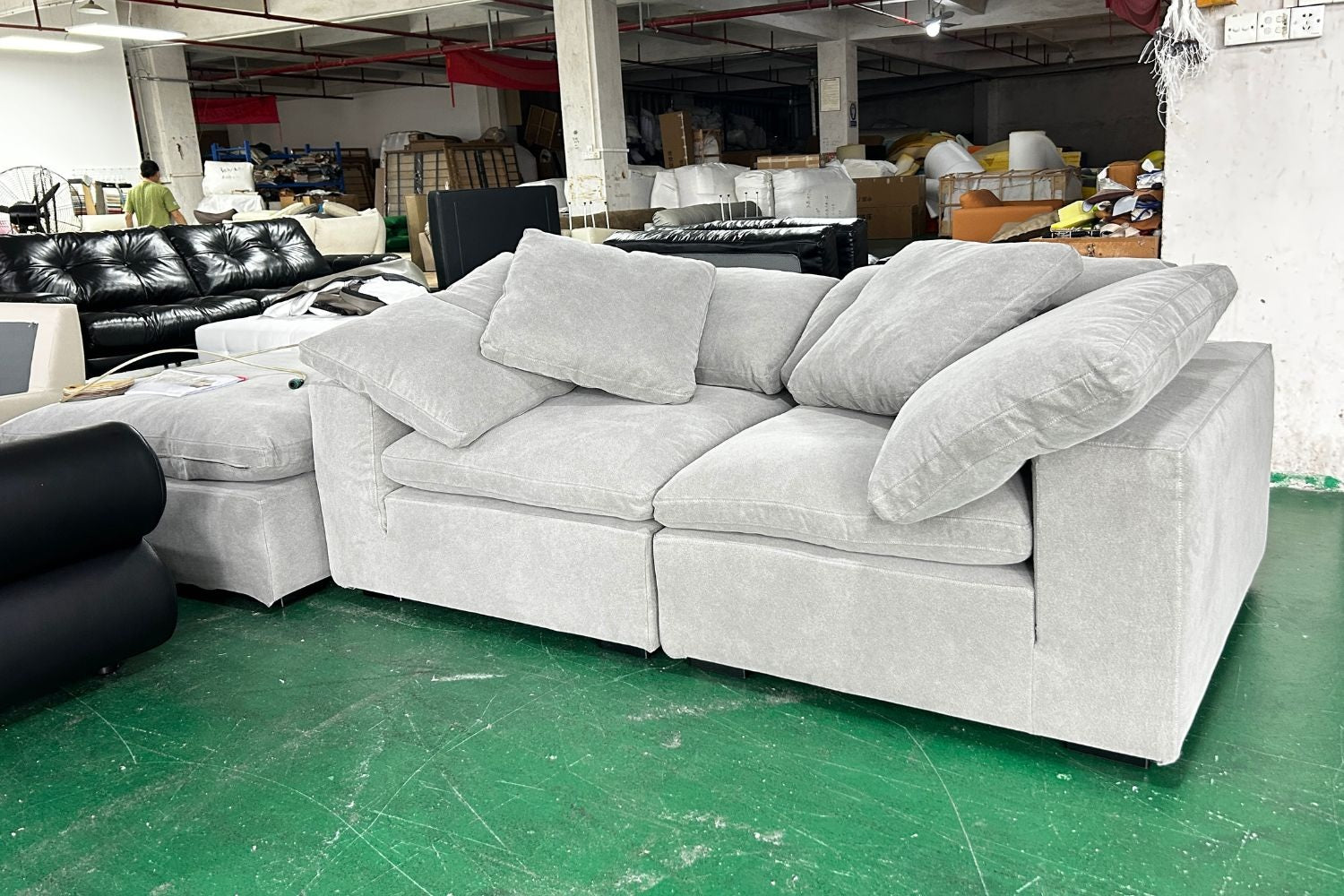 Cloud 215cm Grey Fabric Sofa with Ottoman Tania | May 25