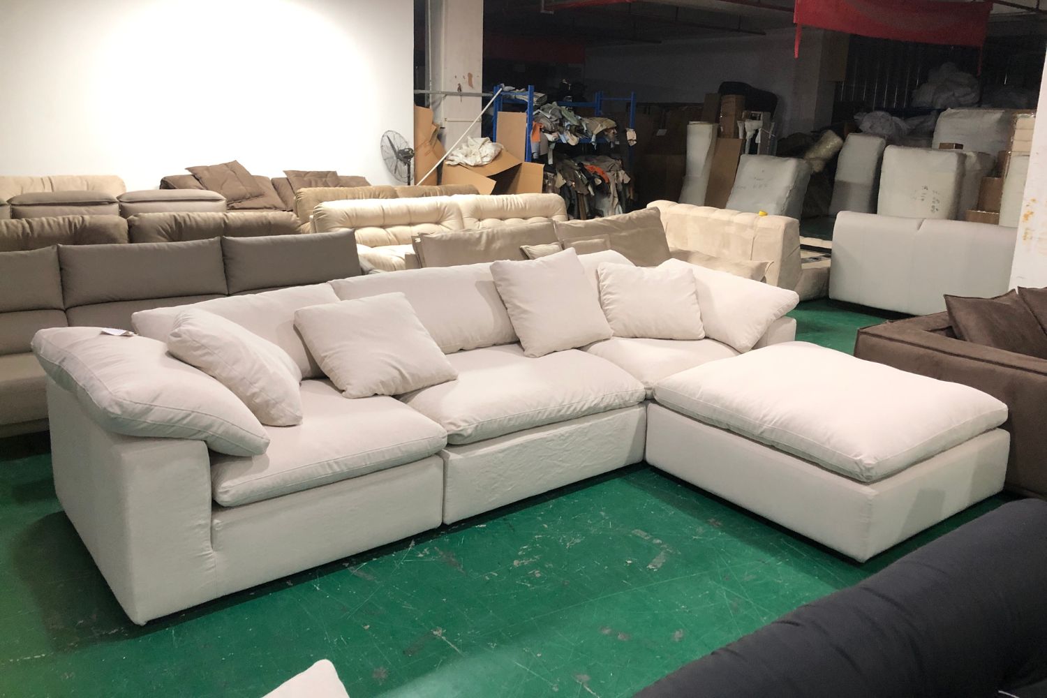 Cloud 342cm Beige (Medici-02) Fabric Sofa + Ottoman | Dec 23