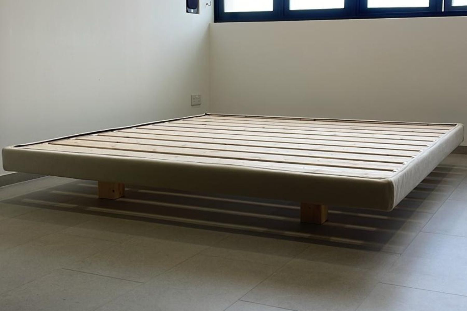 Crystal king size beige (Vellin 40) fabric bed frame Mervyn Chua | Mar 25