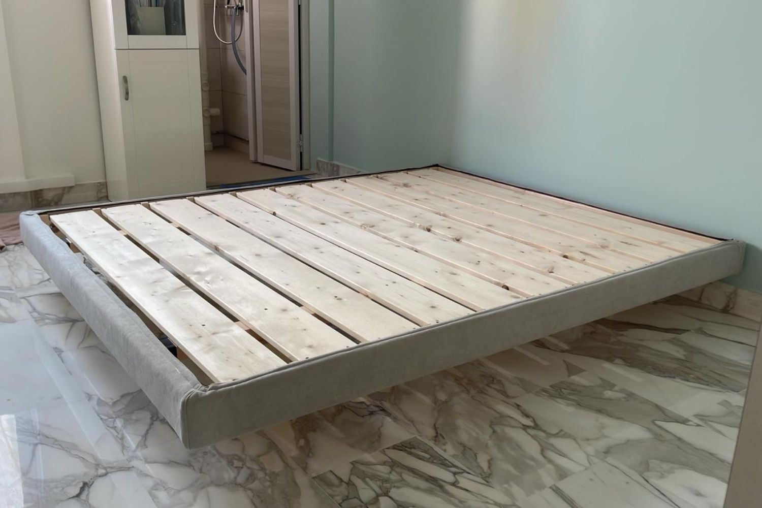 Crystal queen size grey fabric (Vellin 90) bed frame Kailin | Jul 25