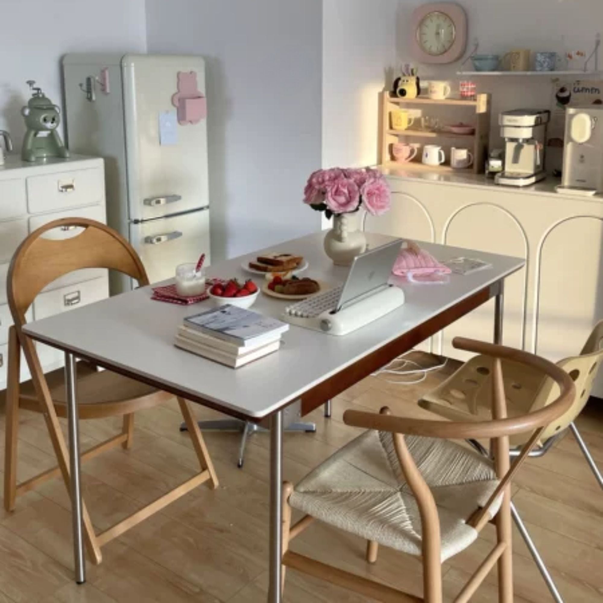 Taylor white sintered stone dining table in dining room
