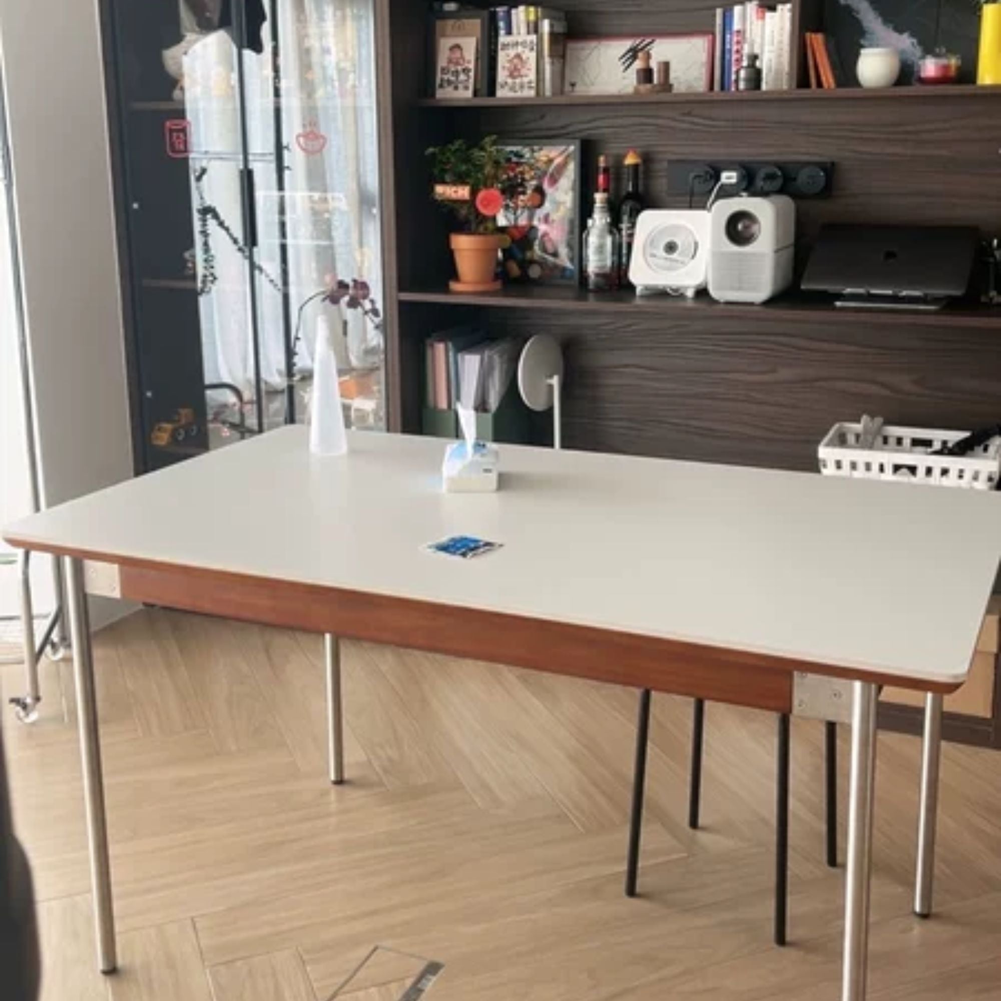 Taylor white sintered stone dining table in study room
