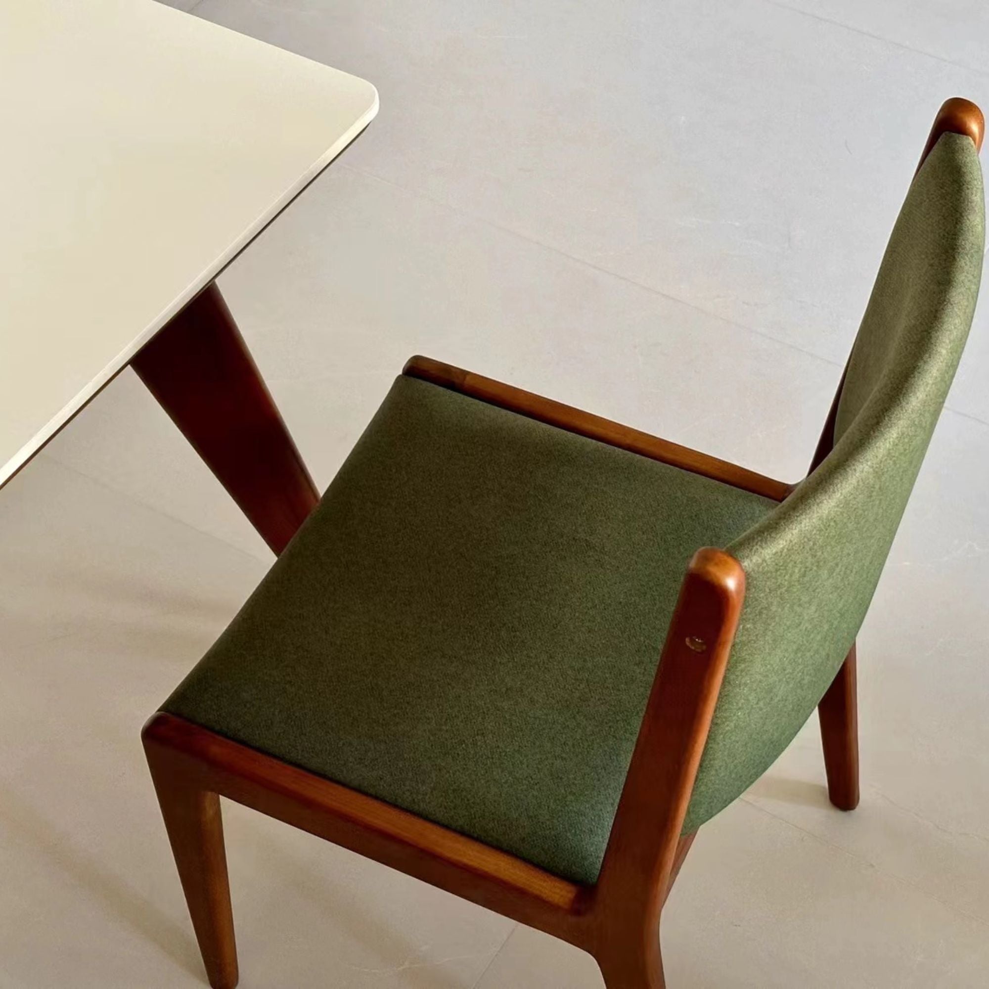 Troy poplar wood chair as top down close up shot