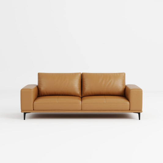 Calm brown top grain half leather sofa