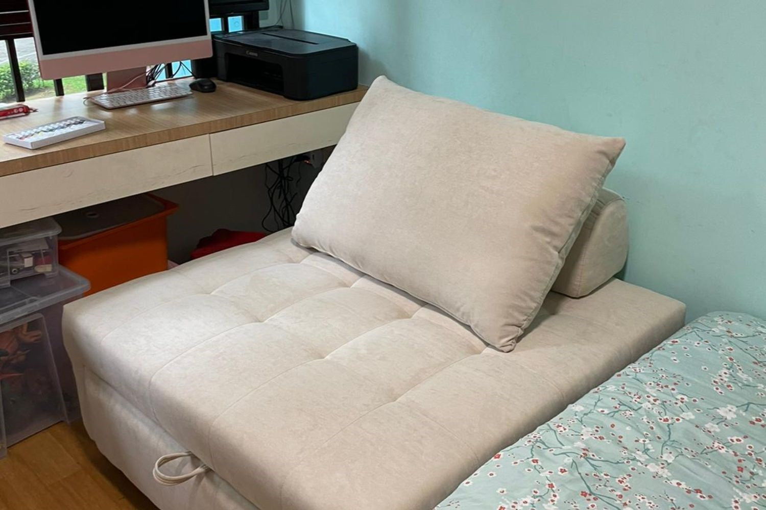 Candy 105cm beige fabric sofa bed in real customer homes