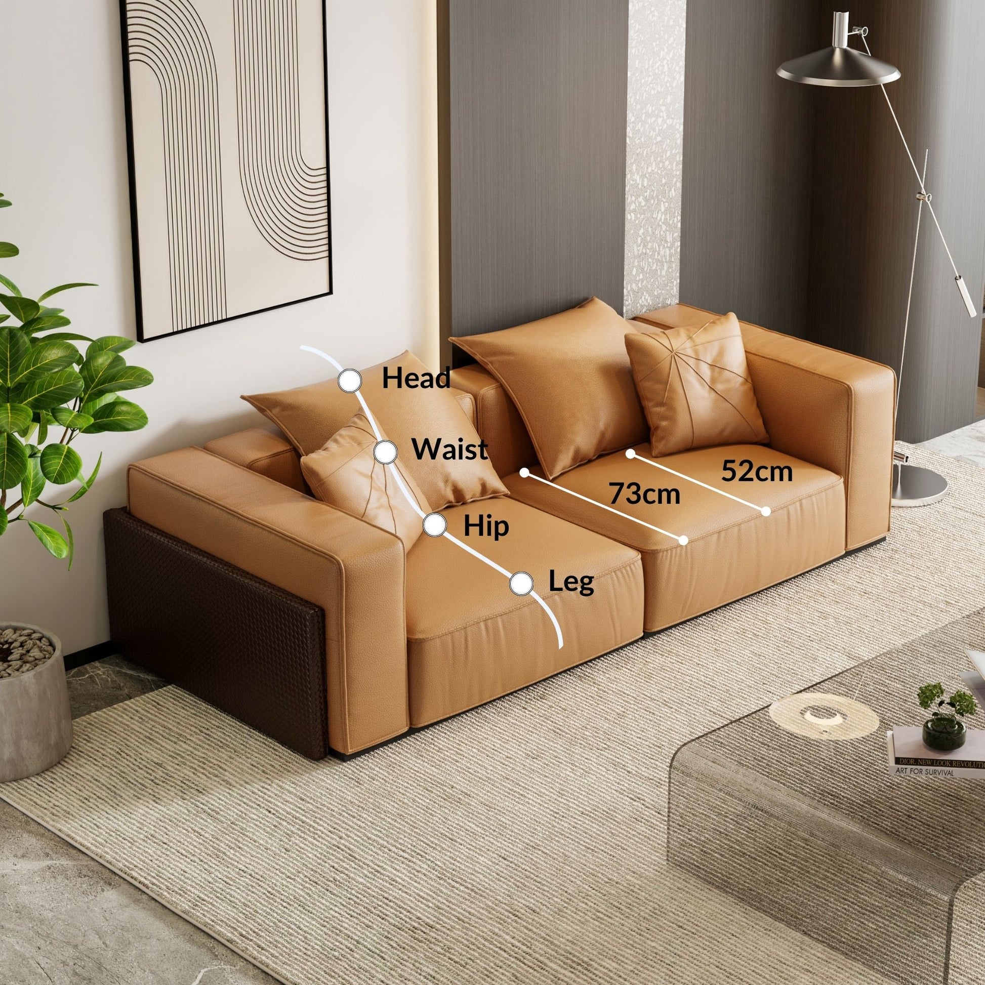 Carson brown top grain full leather sofa