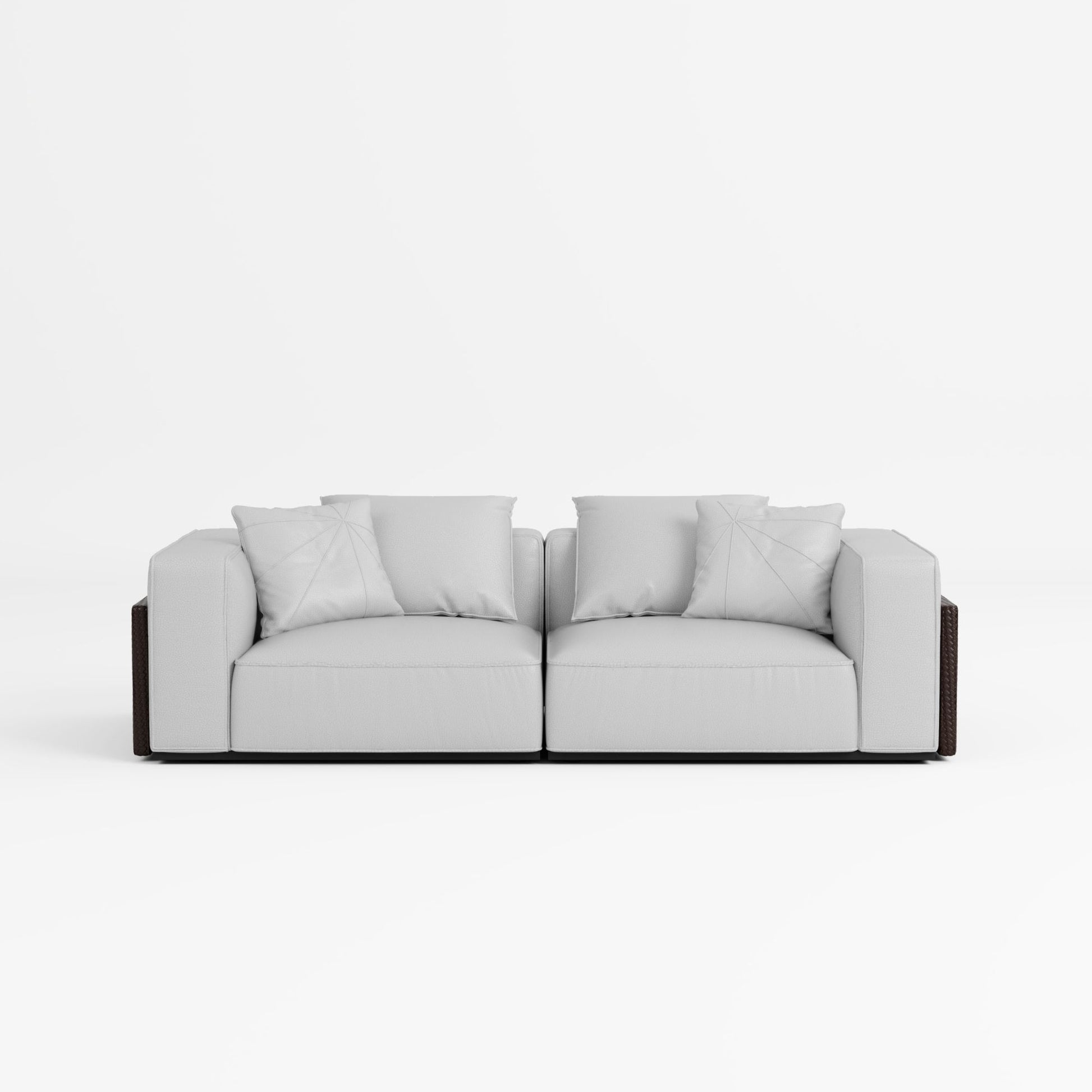 Carson light grey top grain half leather sofa