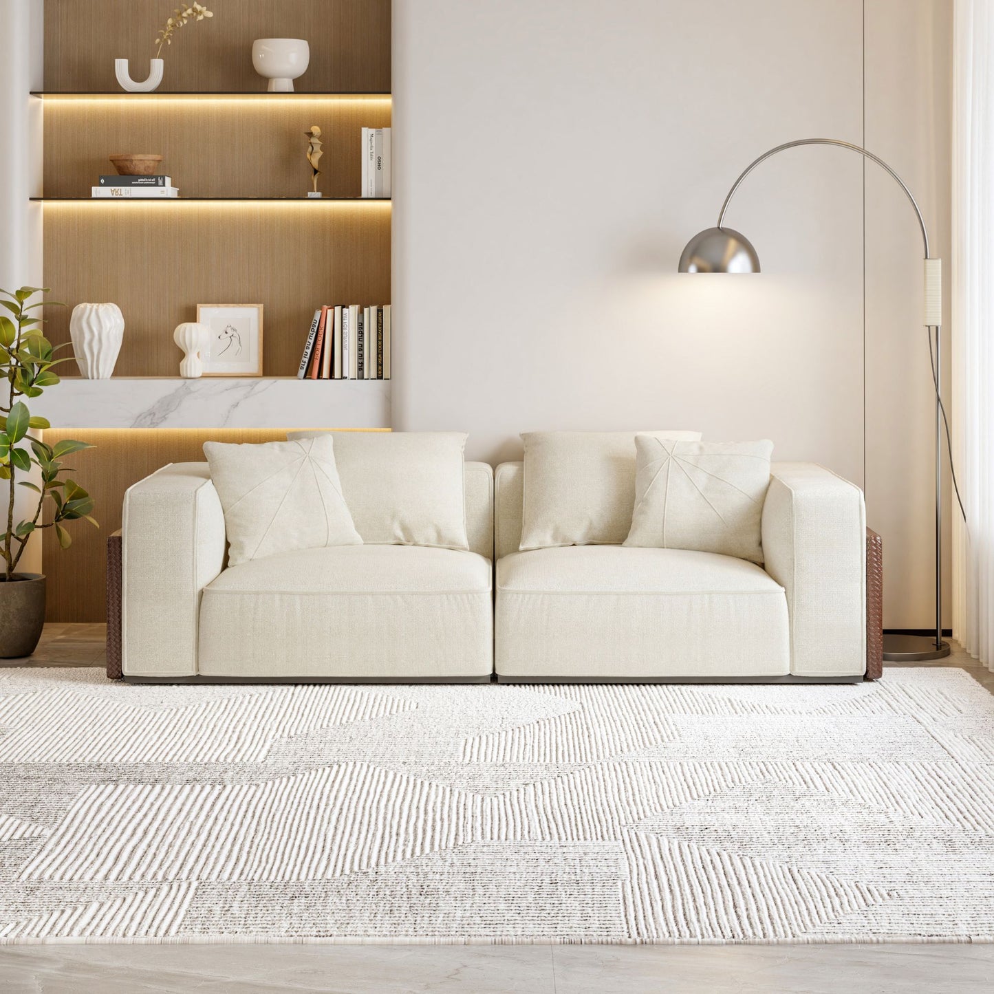 Carson white polyester blend fabric sofa