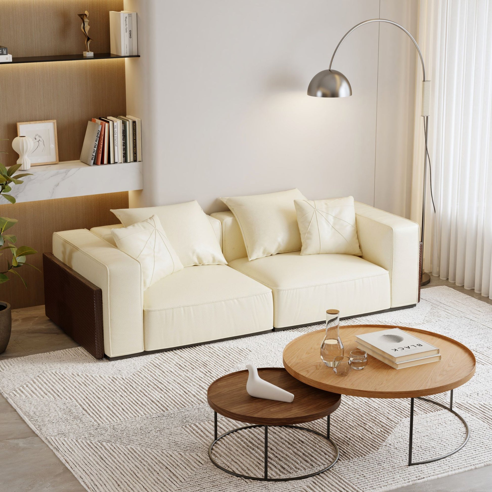 Carson white top grain full leather sofa