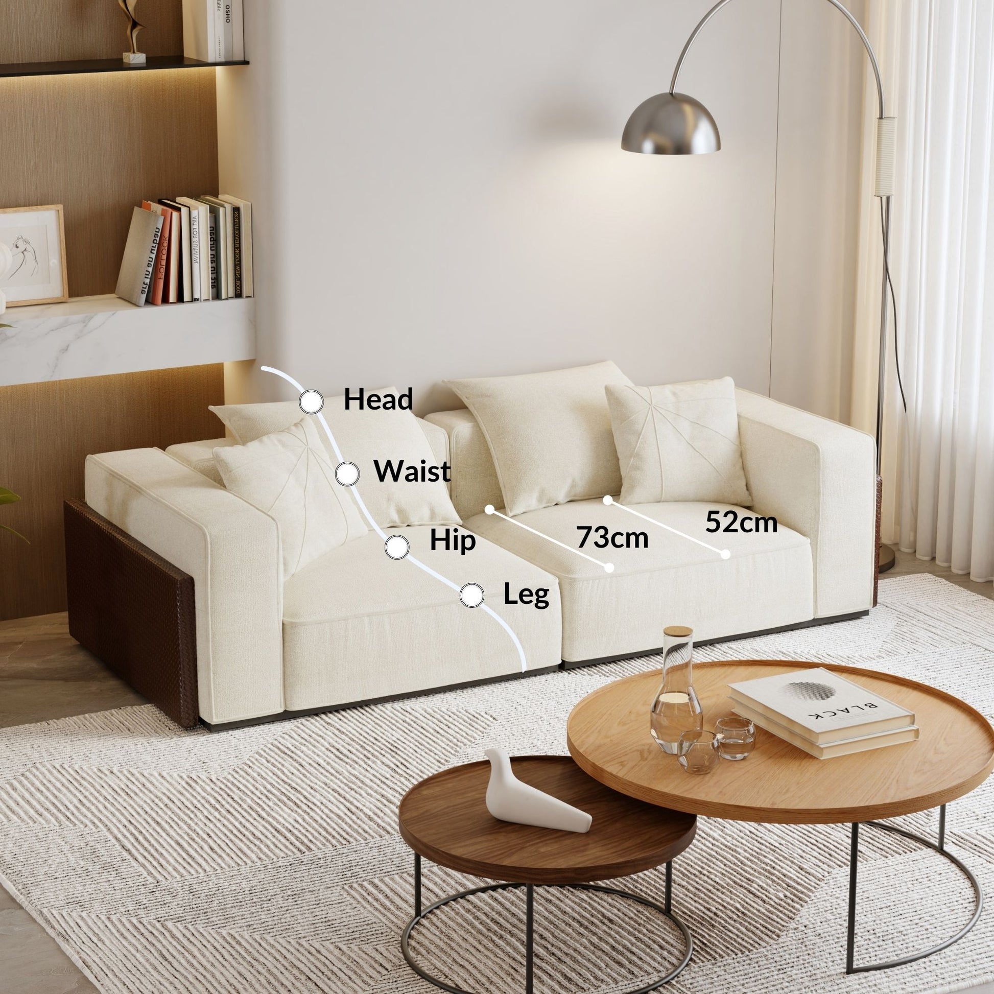 Carson white polyester blend fabric sofa