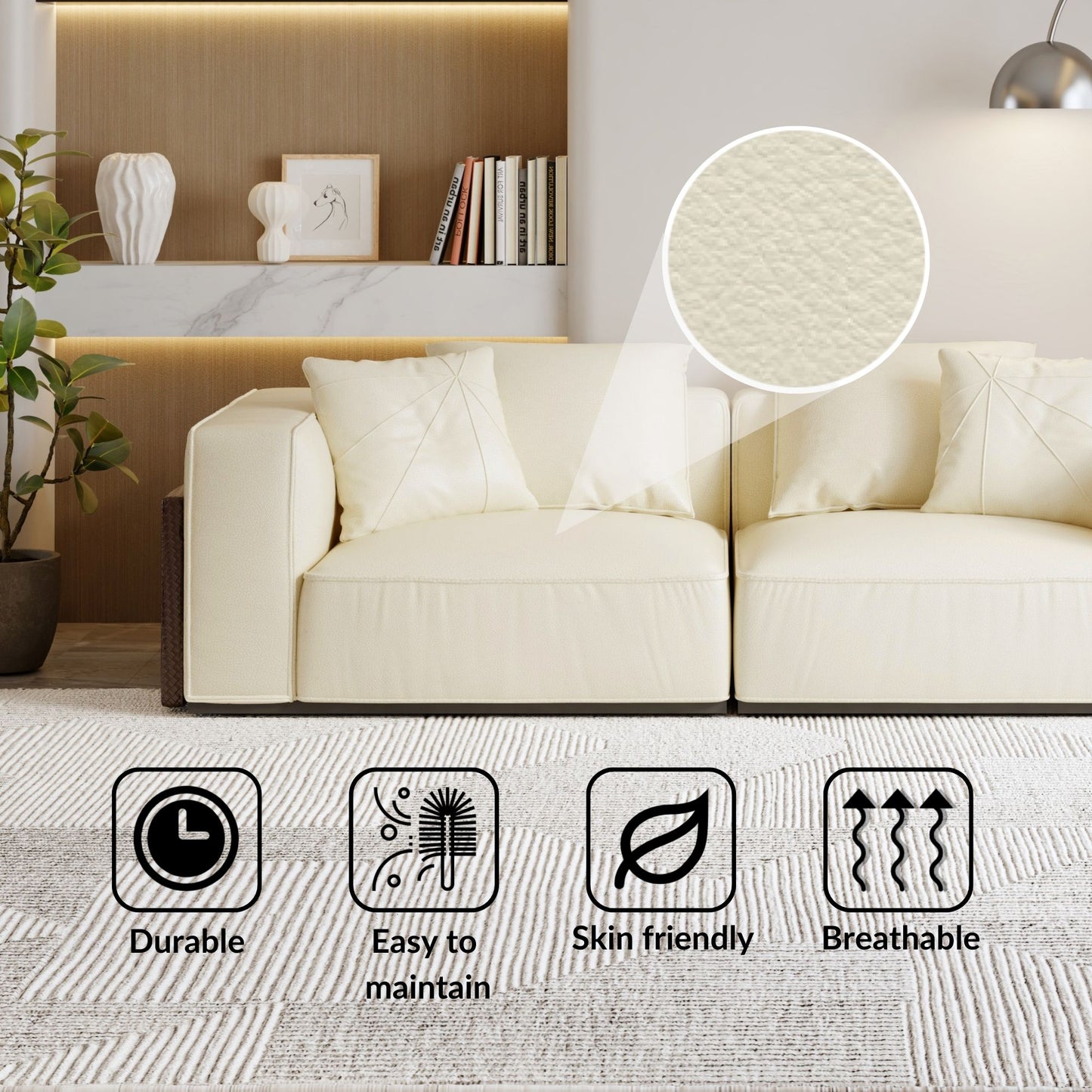 Carson white top grain full leather sofa