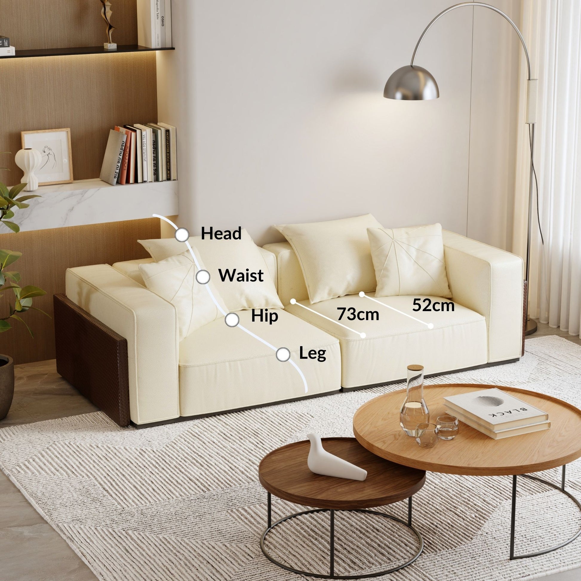 Carson white top grain full leather sofa