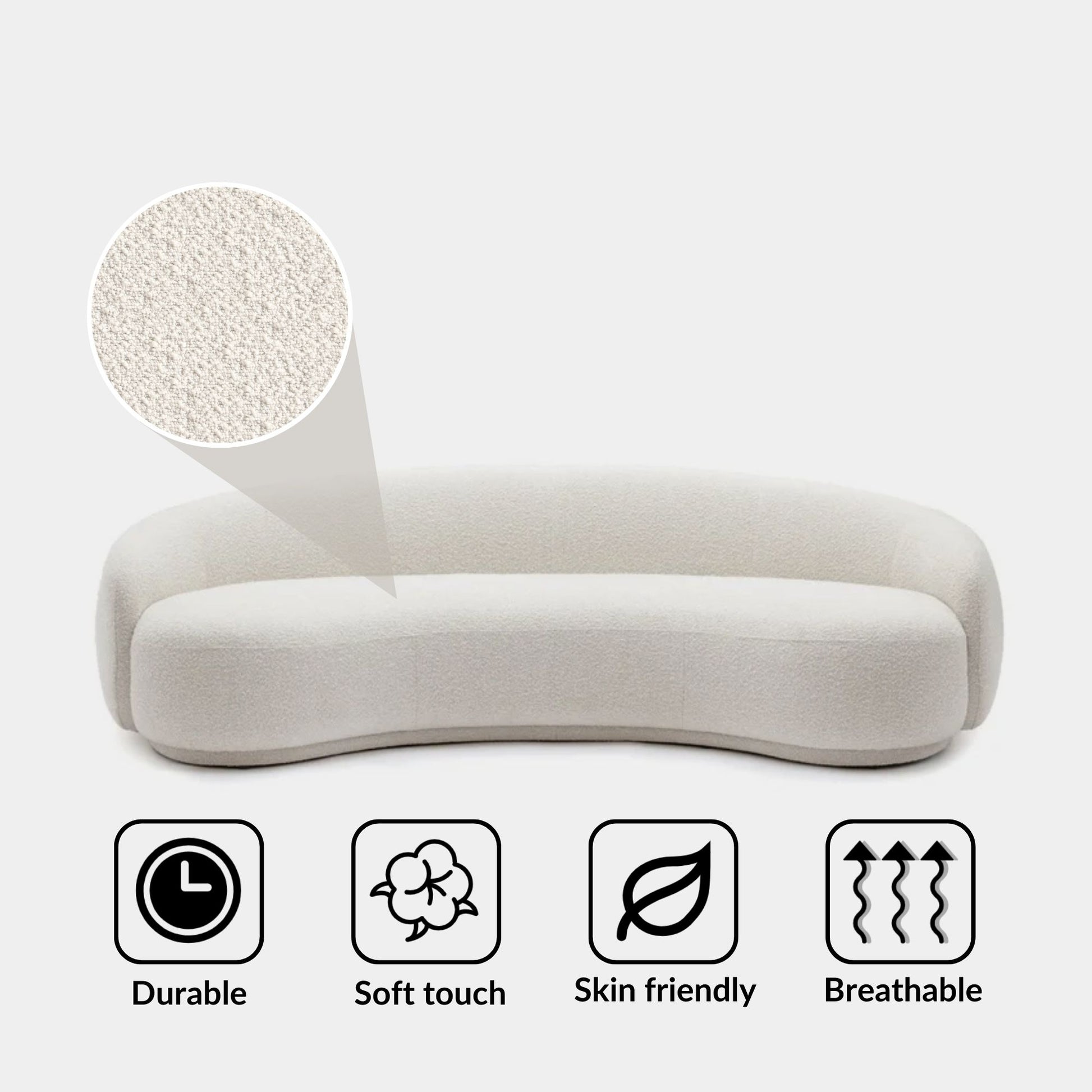 Cashew fabric sofa white