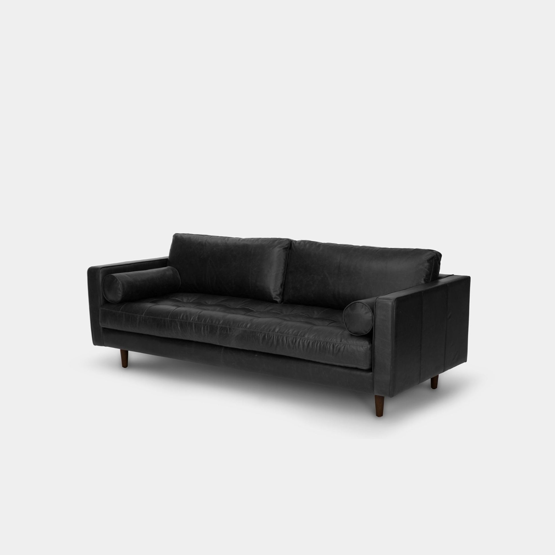 Castle full leather sofa black