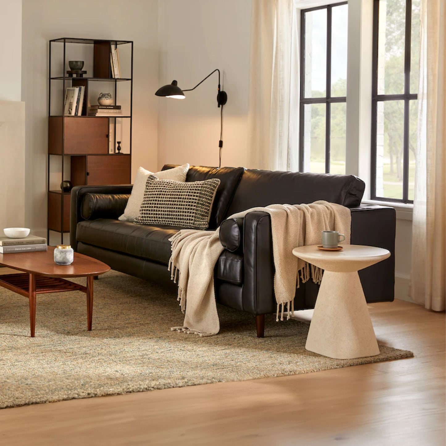 Castle full leather sofa black