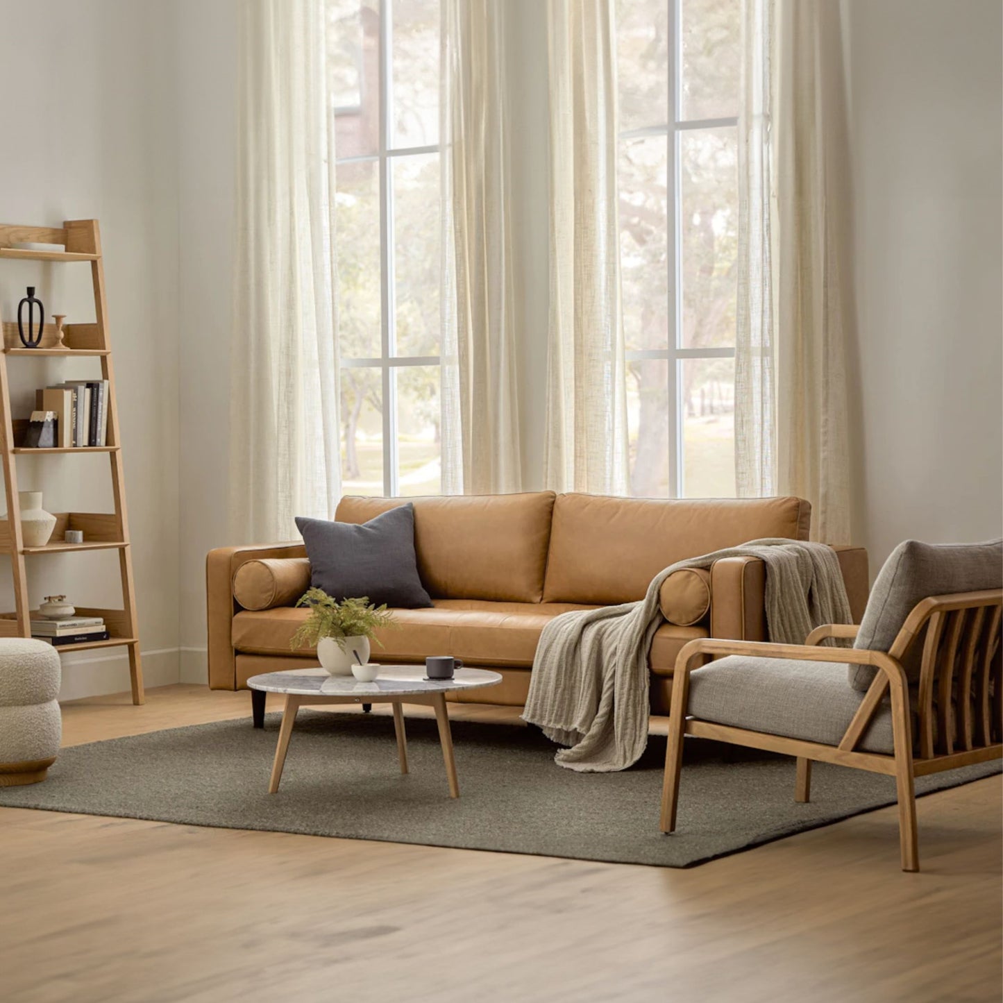 Castle full leather sofa brown