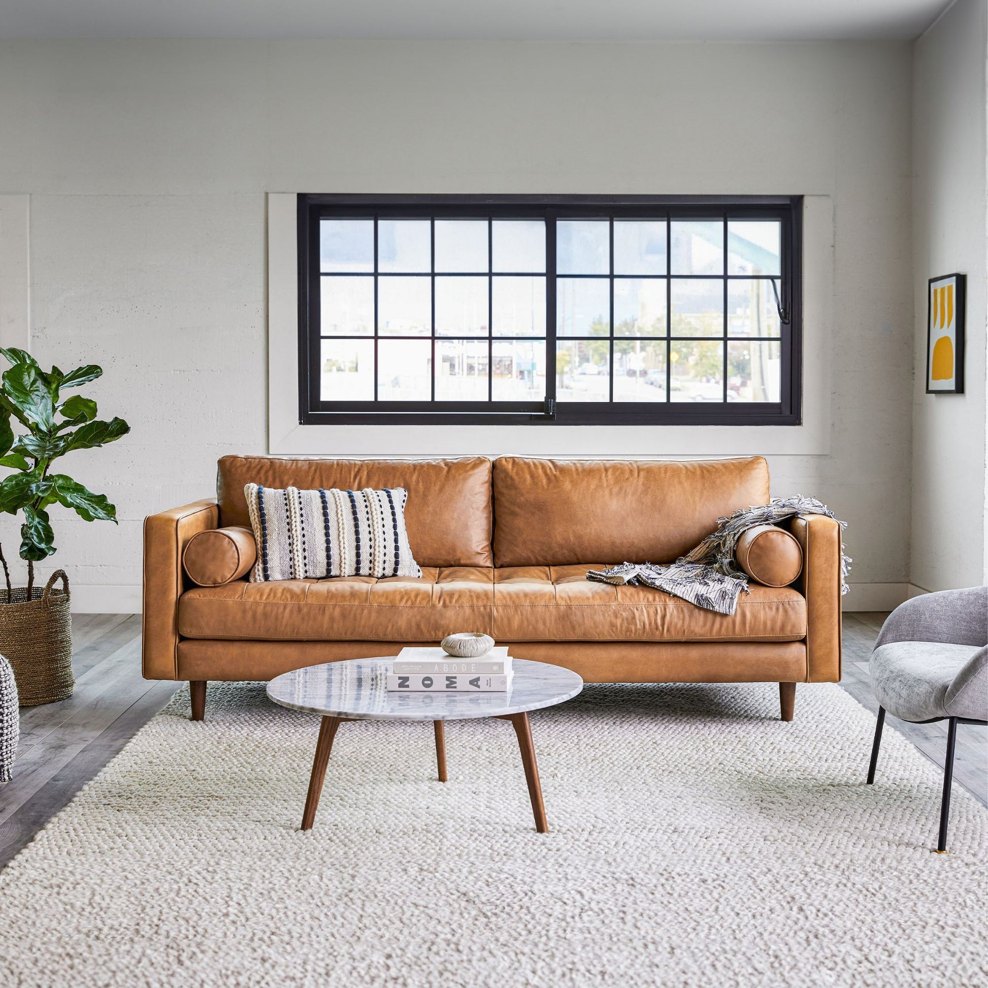 Castle full leather sofa brown