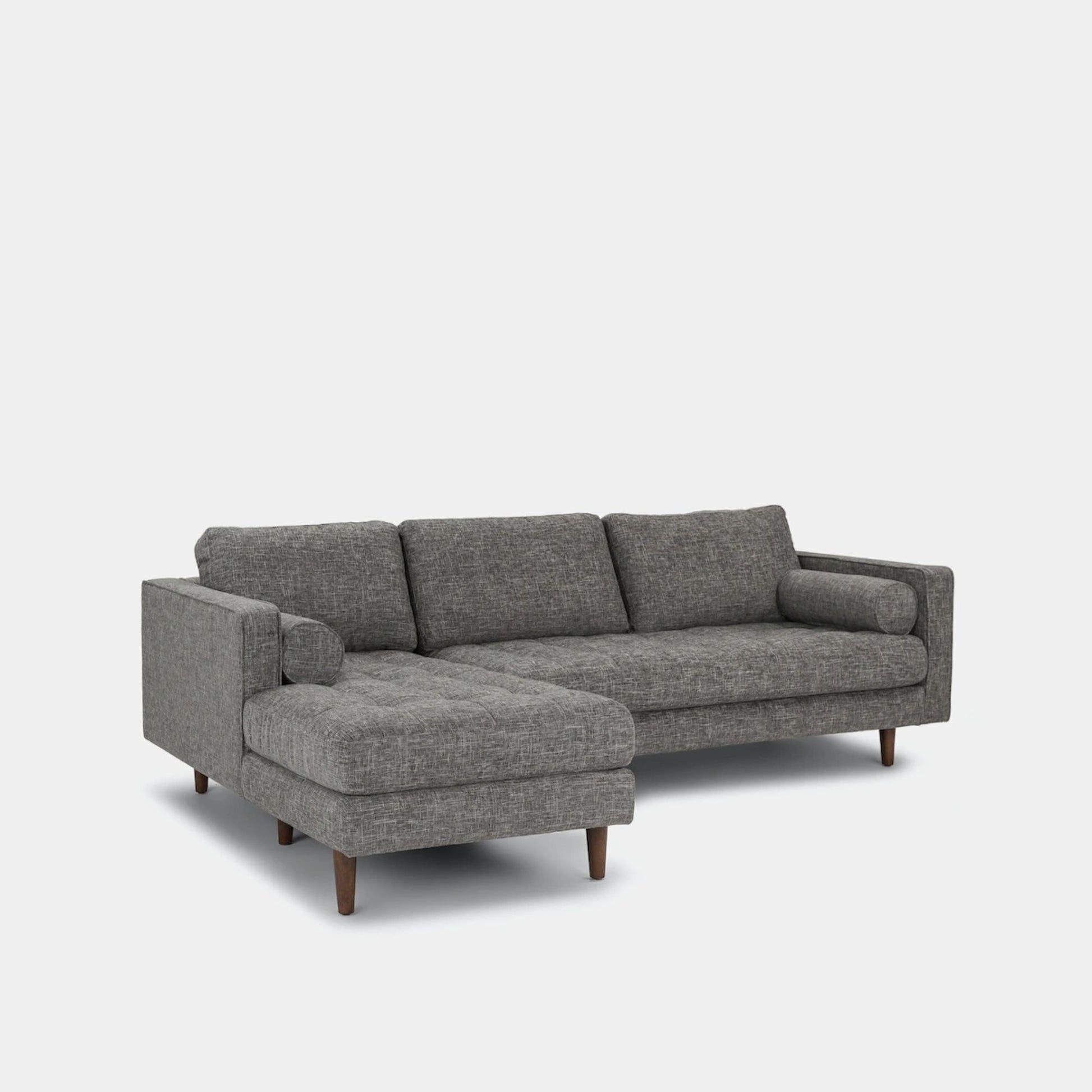 Castle fabric sectional sofa left dark grey